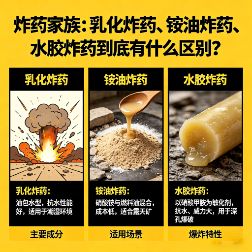 殷都炸药家族：乳化炸药、铵油炸药、水胶炸药到底有什么区别？